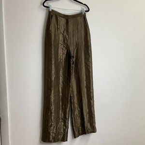 & Other Stories High Rise Green Stripe Pants Straight Leg Size 4